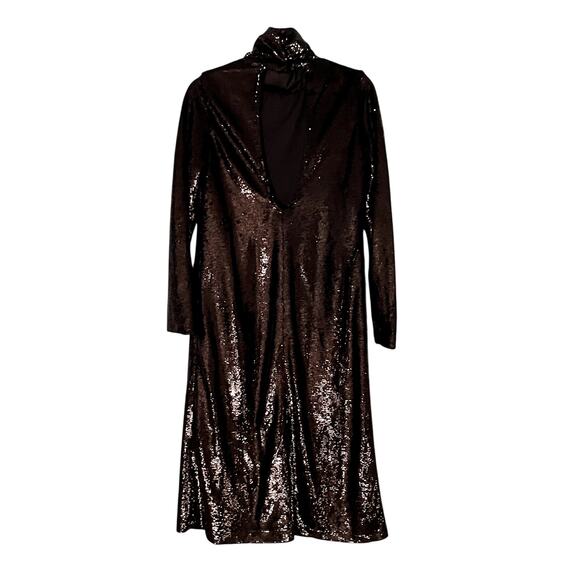 NWT Zara Sequin High Neck Metallic Cut Out Open Back Midi Dress Medium - Picture 4 of 9